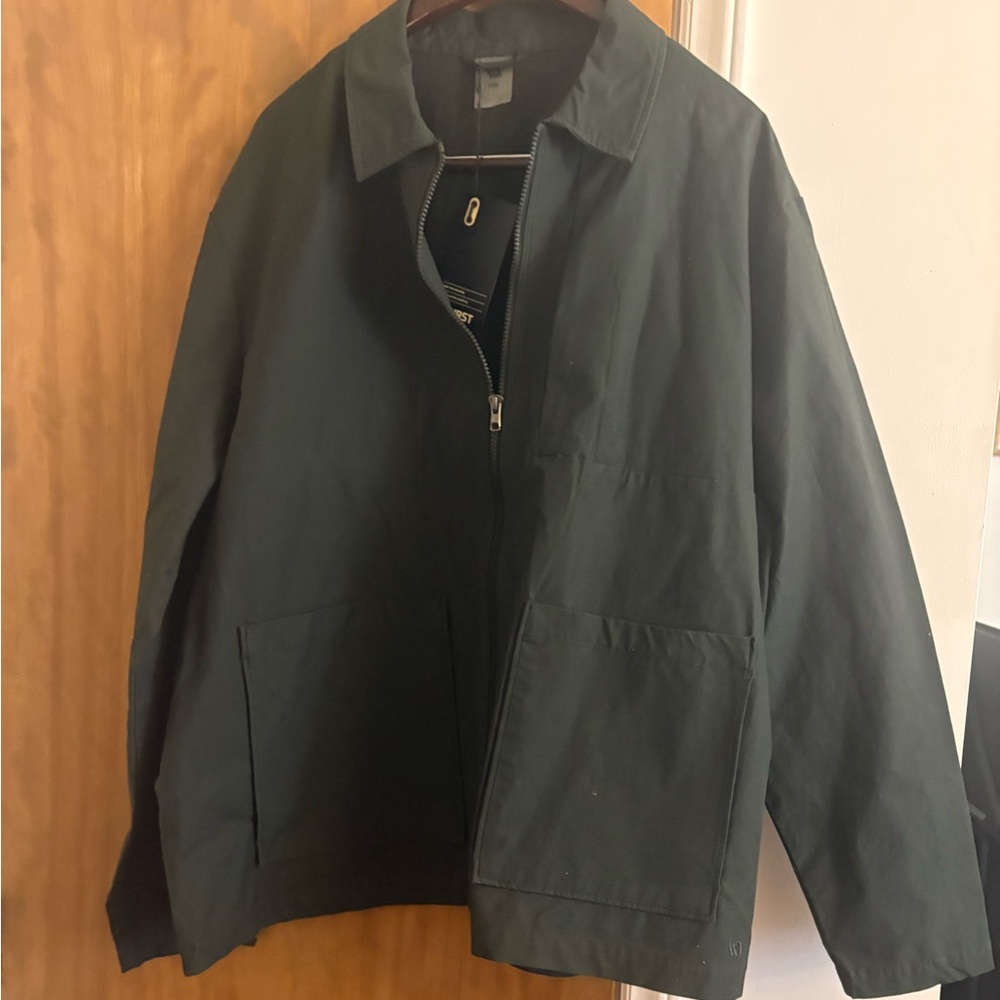 Lightweight Dark Green Zip Shirt Jacket